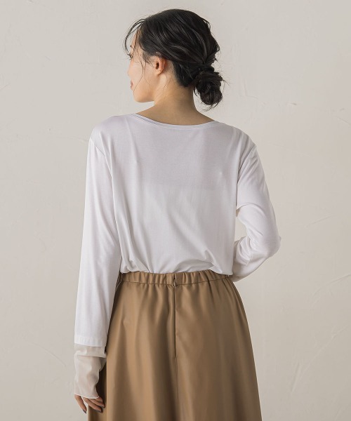 Droite lautreamont(ドロワットロートレアモン)の「シアー天竺カットソー≪洗濯機で洗える≫(Tシャツ/カットソー・レディース・ブラウン/ブラック/オフホワイト・M)」の7枚目の写真