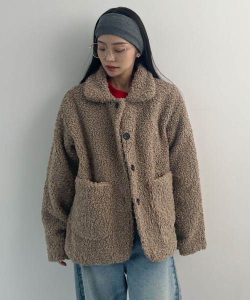 Futier land（フューティアランド）の「襟付きボアブルゾン（ブルゾン・レディース・アイボリー/グレイッシュベージュ・FREE）」の3枚目の写真