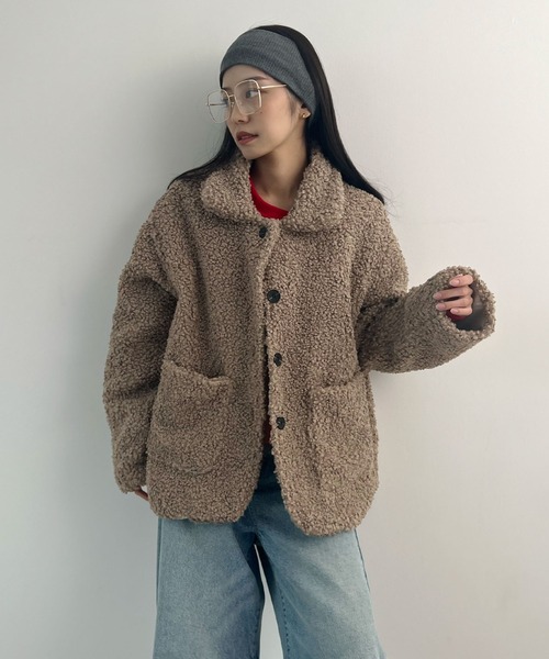 Futier land（フューティアランド）の「襟付きボアブルゾン（ブルゾン・レディース・アイボリー/グレイッシュベージュ・FREE）」の6枚目の写真