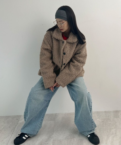 Futier land（フューティアランド）の「襟付きボアブルゾン（ブルゾン・レディース・アイボリー/グレイッシュベージュ・FREE）」の7枚目の写真