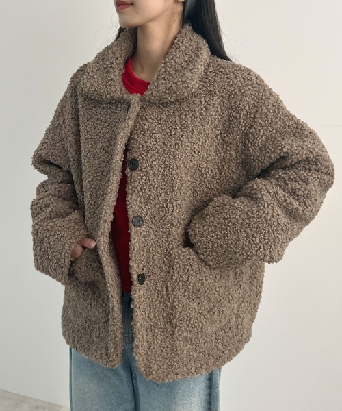 Futier land（フューティアランド）の「襟付きボアブルゾン（ブルゾン・レディース・アイボリー/グレイッシュベージュ・FREE）」の8枚目の写真