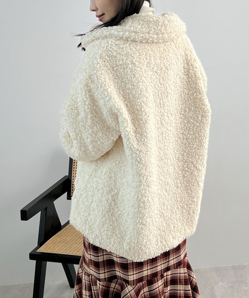 Futier land（フューティアランド）の「襟付きボアブルゾン（ブルゾン・レディース・アイボリー/グレイッシュベージュ・FREE）」の11枚目の写真