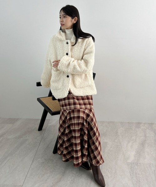 美品✨定価3.8万✨SONO サイドティアードブルゾン フード付　パール釦　撥水 Lajour ブルゾン アウター 日本製 ティアードチュールブルゾン