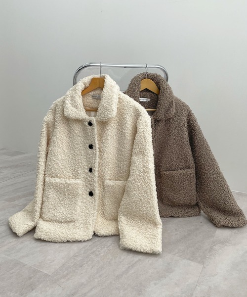 Futier land（フューティアランド）の「襟付きボアブルゾン（ブルゾン・レディース・アイボリー/グレイッシュベージュ・FREE）」の15枚目の写真