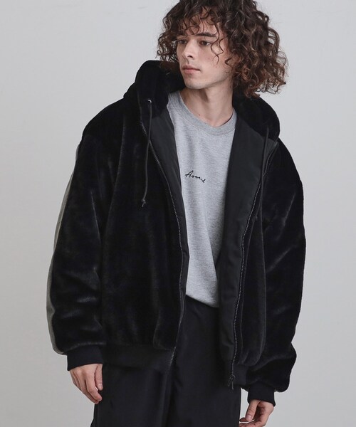 tk.TAKEO KIKUCHI（ティーケータケオキクチ）の「【2WAY】リバーシブルMA1＆フェイクファーブルゾン（ブルゾン・メンズ・ブラック/オフホワイト/ベージュ・02/03）」の12枚目の写真