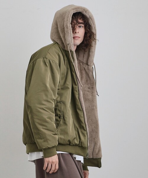 tk.TAKEO KIKUCHI（ティーケータケオキクチ）の「【2WAY】リバーシブルMA1＆フェイクファーブルゾン（ブルゾン・メンズ・ブラック/オフホワイト/ベージュ・02/03）」の19枚目の写真