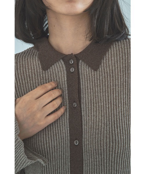 marjour（マージュール）の「PLATING KNIT SHIRTS（ニット/セーター・レディース・ブラック/ブラウン・M）」の3枚目の写真