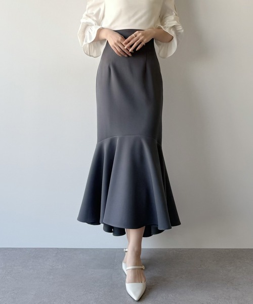 mipiarl（ミピアール）の「ハイウエストフィットマーメイドスカート（スカート・レディース・チャコール/アイボリー/グレイッシュベージュ/ブラック・LARGE/MEDIUM/SMALL/X-LARGE）」の3枚目の写真