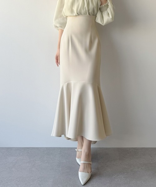 mipiarl（ミピアール）の「ハイウエストフィットマーメイドスカート（スカート・レディース・チャコール/アイボリー/グレイッシュベージュ/ブラック・LARGE/MEDIUM/SMALL/X-LARGE）」の2枚目の写真
