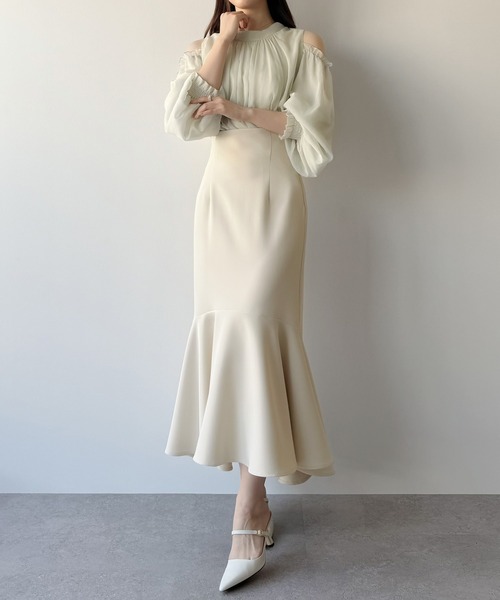 mipiarl（ミピアール）の「ハイウエストフィットマーメイドスカート（スカート・レディース・チャコール/アイボリー/グレイッシュベージュ/ブラック・LARGE/MEDIUM/SMALL/X-LARGE）」の11枚目の写真