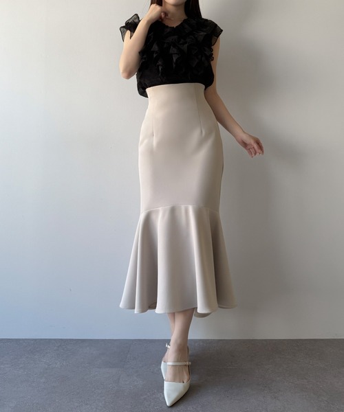 mipiarl（ミピアール）の「ハイウエストフィットマーメイドスカート（スカート・レディース・チャコール/アイボリー/グレイッシュベージュ/ブラック・LARGE/MEDIUM/SMALL/X-LARGE）」の8枚目の写真