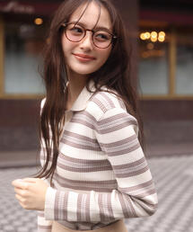 PROPORTION BODY DRESSING | 【加藤栞さん着用】ポロボーダーニット / 1215270023(ニット/セーター)