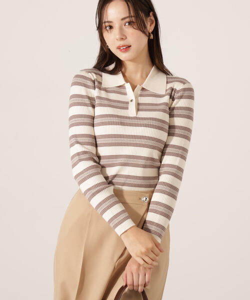 PROPORTION BODY DRESSING(プロポーションボディドレッシング)の「ポロボーダーニット / 1215270023(ニット/セーター・レディース・ホワイト系その他/ピンク/ネイビー・FREE)」の7枚目の写真