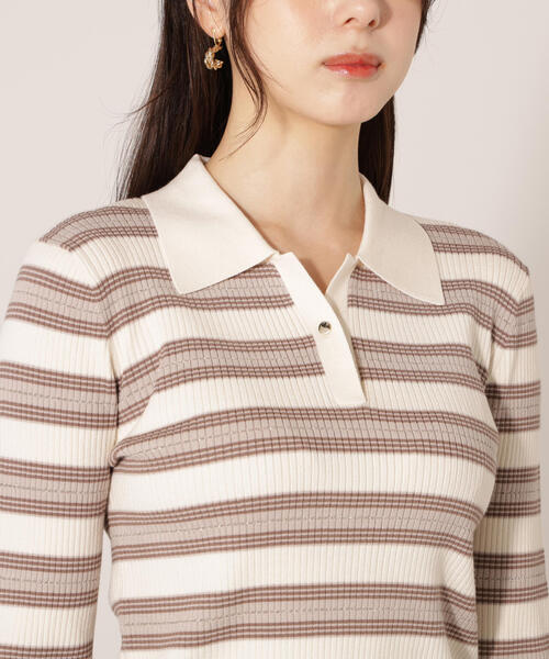 PROPORTION BODY DRESSING(プロポーションボディドレッシング)の「ポロボーダーニット / 1215270023(ニット/セーター・レディース・ホワイト系その他/ピンク/ネイビー・FREE)」の12枚目の写真