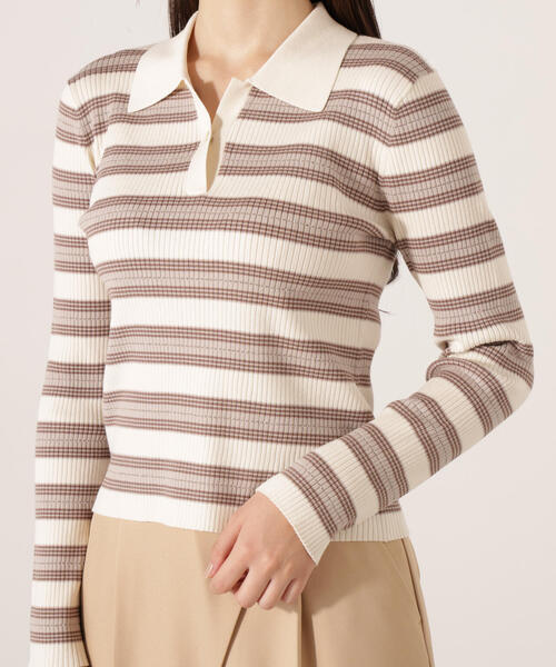 PROPORTION BODY DRESSING(プロポーションボディドレッシング)の「ポロボーダーニット / 1215270023(ニット/セーター・レディース・ホワイト系その他/ピンク/ネイビー・FREE)」の13枚目の写真