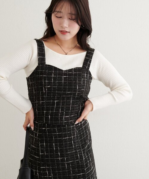 natural couture(ナチュラルクチュール)の「〈airi〉ツイードビスチェ(シャツ/ブラウス・レディース・グレー/オフホワイト/ブラック・FREE)」の3枚目の写真