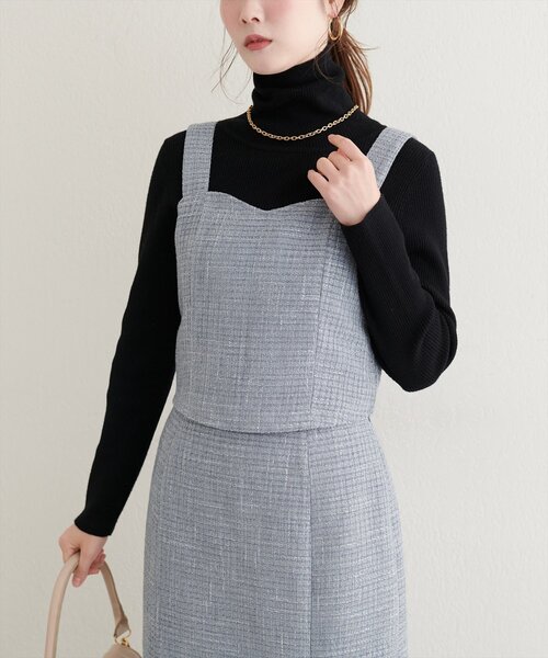 natural couture(ナチュラルクチュール)の「〈airi〉ツイードビスチェ(シャツ/ブラウス・レディース・グレー/オフホワイト/ブラック・FREE)」の8枚目の写真