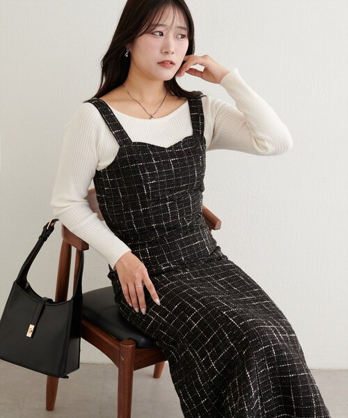 natural couture(ナチュラルクチュール)の「〈airi〉ツイードビスチェ(シャツ/ブラウス・レディース・グレー/オフホワイト/ブラック・FREE)」の5枚目の写真