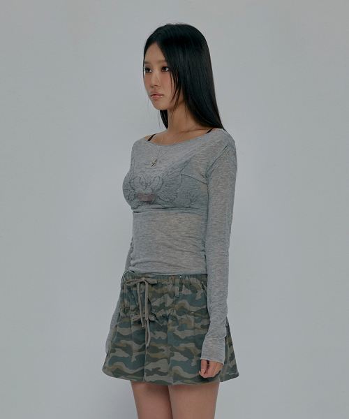 GILAARCHIVE（ギラアーカイブ）の「HEART WING SHEER LONG SLEEVE_GREY（Tシャツ/カットソー・レディース・グレー・FREE）」の2枚目の写真