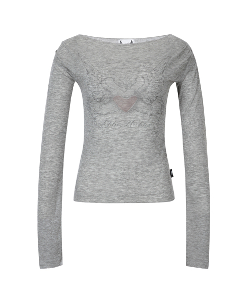 GILAARCHIVE（ギラアーカイブ）の「HEART WING SHEER LONG SLEEVE_GREY（Tシャツ/カットソー・レディース・グレー・FREE）」の4枚目の写真