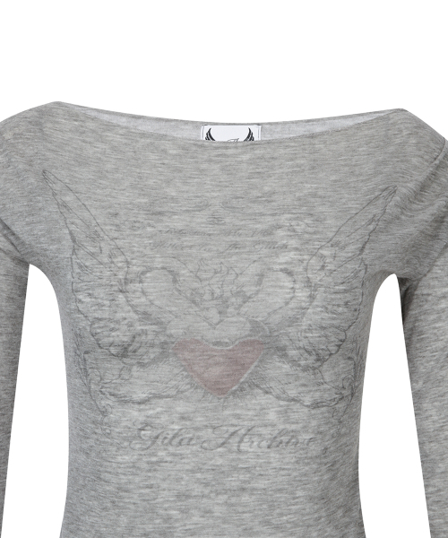 GILAARCHIVE（ギラアーカイブ）の「HEART WING SHEER LONG SLEEVE_GREY（Tシャツ/カットソー・レディース・グレー・FREE）」の6枚目の写真