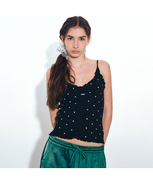 DOT LABEL SLEEVELESS TOP_BLACK