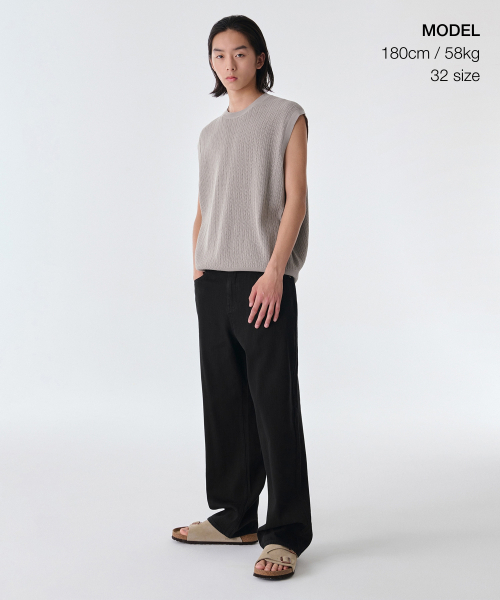 MUSINSA STANDARD（ムシンサスタンダード）の「リネンライクワイドデニムパンツ[ブラック]（デニムパンツ・メンズ・その他・40/38/42/36/34/28/29/32/30/31/33/26/27）」の3枚目の写真
