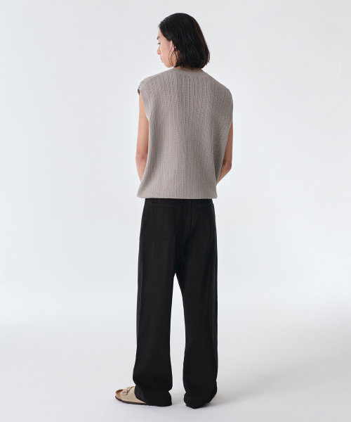 MUSINSA STANDARD（ムシンサスタンダード）の「リネンライクワイドデニムパンツ[ブラック]（デニムパンツ・メンズ・その他・40/38/42/36/34/28/29/32/30/31/33/26/27）」の4枚目の写真