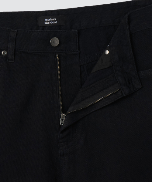 MUSINSA STANDARD（ムシンサスタンダード）の「リネンライクワイドデニムパンツ[ブラック]（デニムパンツ・メンズ・その他・40/38/42/36/34/28/29/32/30/31/33/26/27）」の5枚目の写真