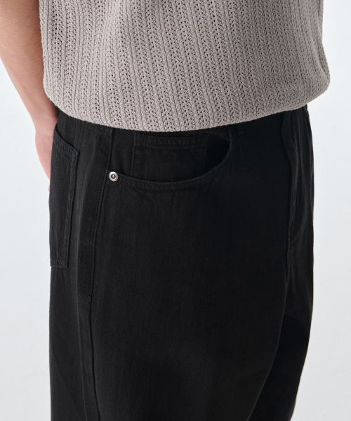 MUSINSA STANDARD（ムシンサスタンダード）の「リネンライクワイドデニムパンツ[ブラック]（デニムパンツ・メンズ・その他・40/38/42/36/34/28/29/32/30/31/33/26/27）」の6枚目の写真