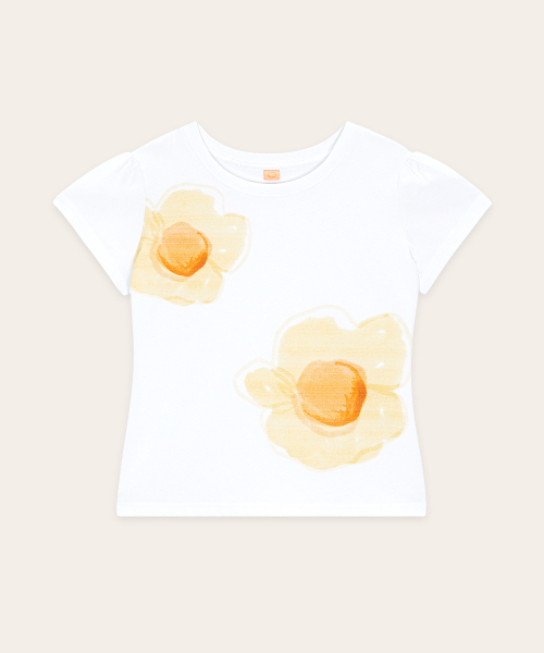 SINOON（シヌーン）の「Egg Flower Puff T-Shirt (White)（Tシャツ/カットソー・レディース・ホワイト・SMALL/MEDIUM）」の4枚目の写真