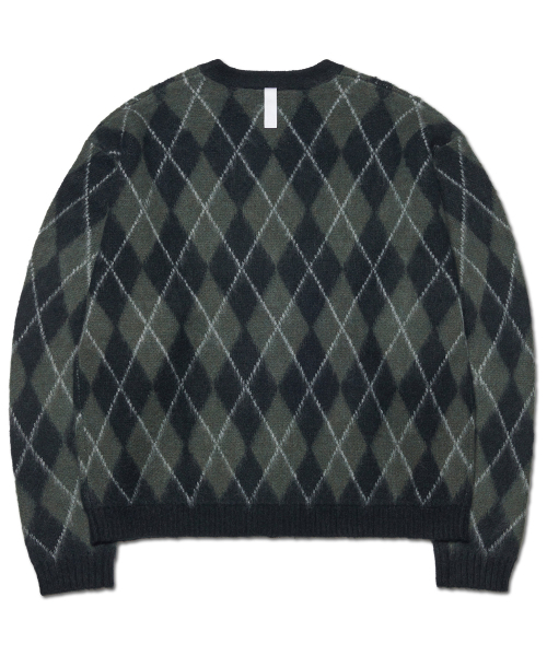 NOMANUAL（NOMANUAL）の「ARGYLE HAIRY CARDIGAN - KHAKI（カーディガン/ボレロ・レディース・その他・LARGE/X-LARGE/MEDIUM）」の2枚目の写真