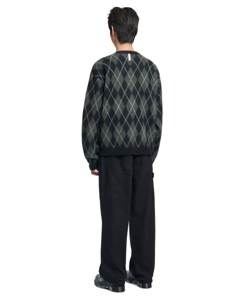NOMANUAL（NOMANUAL）の「ARGYLE HAIRY CARDIGAN - KHAKI（カーディガン/ボレロ・レディース・その他・LARGE/X-LARGE/MEDIUM）」の4枚目の写真
