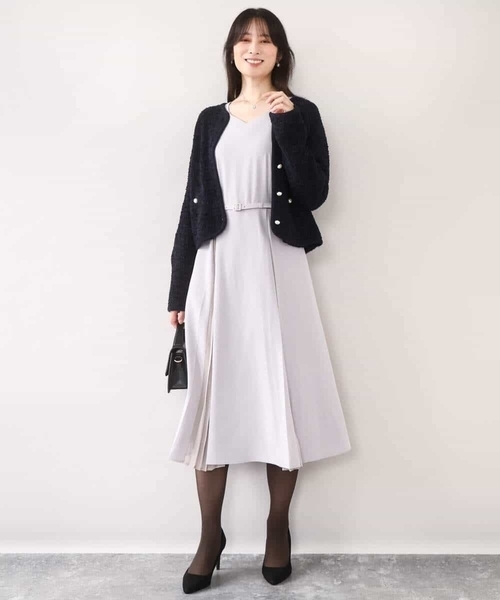 OFUON le MK（オフオンルエムケー）の「【2026SS】シフォンプリーツデザインワンピース/洗える/WEB限定サイズあり（ワンピース・レディース・ネイビー/グレー系その他/グレイッシュブルー・36/38/40）」の12枚目の写真