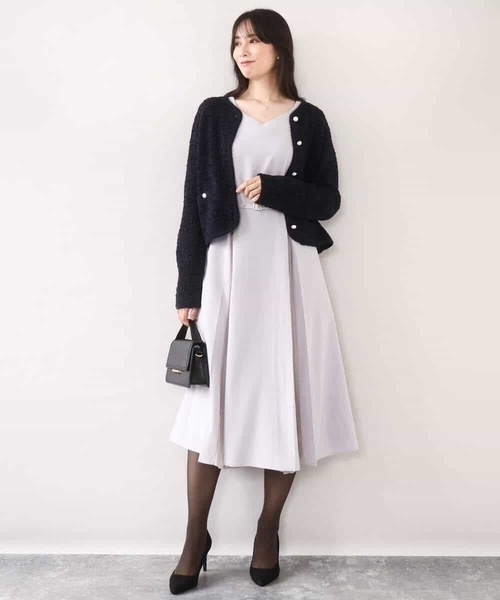 OFUON le MK（オフオンルエムケー）の「【2026SS】シフォンプリーツデザインワンピース/洗える/WEB限定サイズあり（ワンピース・レディース・ネイビー/グレー系その他/グレイッシュブルー・36/38/40）」の13枚目の写真