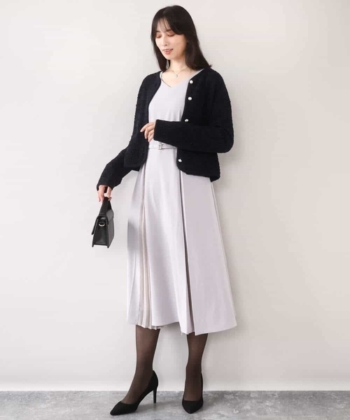 OFUON le MK（オフオンルエムケー）の「【2026SS】シフォンプリーツデザインワンピース/洗える/WEB限定サイズあり（ワンピース・レディース・ネイビー/グレー系その他/グレイッシュブルー・36/38/40）」の14枚目の写真