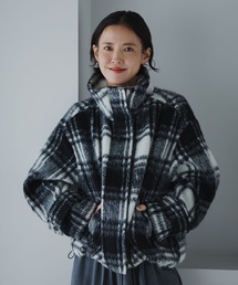 BAYFLOW | [シルエットアレンジ可能]チェックシャギーショートコート(その他アウター)