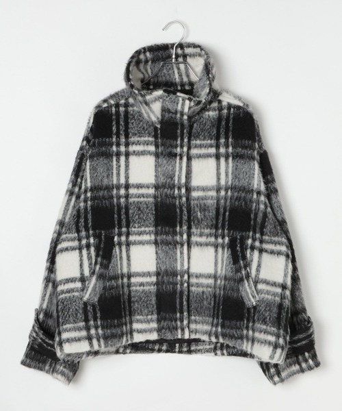 BAYFLOW（ベイフロー）の「[シルエットアレンジ可能]チェックシャギーショートコート（その他アウター・レディース・ブラウン/オフホワイト・MEDIUM/SMALL）」の19枚目の写真