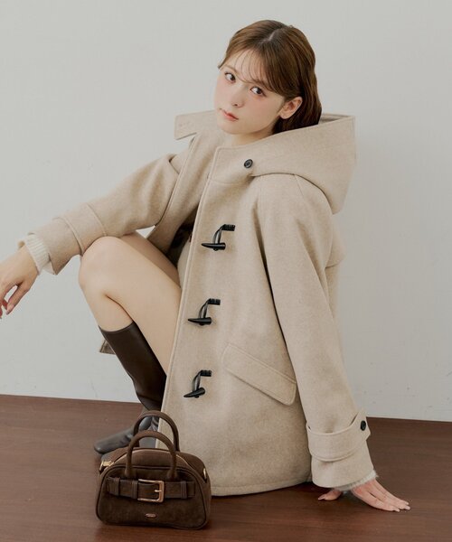 【 ちこ 】ウール フード付き ダッフルコート ブラウン WEB限定】フードダッフルミドルコート（その他アウター）｜Chico（チコ
