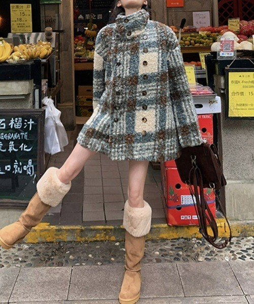 Ritomo De Ricco(リトモ・デ・リコ)の「チェックぬくぬくダブルブレストコート(ピーコート・レディース・チェック・FREE)」の6枚目の写真