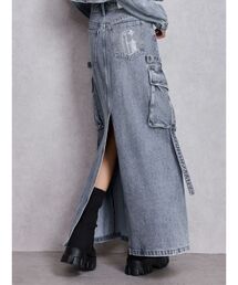 GYDA | ハイウエストG bijou CARGOデニムロングスカート(デニムスカート)