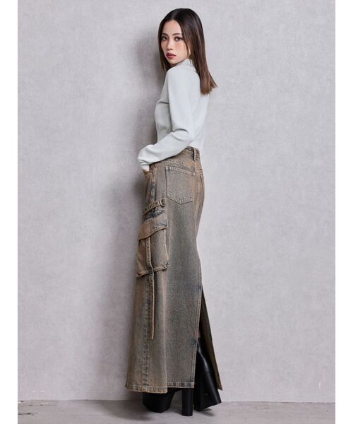 GYDA（ジェイダ）の「ハイウエストG bijou CARGOデニムロングスカート（デニムスカート・レディース・インディゴブルー/ライトブルー・SMALL/MEDIUM）」の12枚目の写真