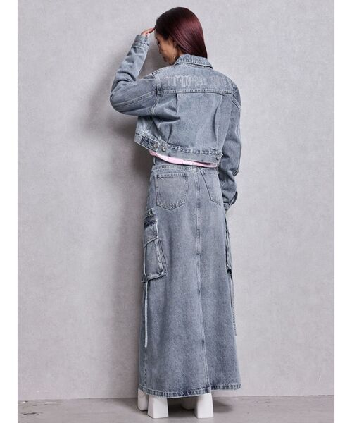 GYDA（ジェイダ）の「ハイウエストG bijou CARGOデニムロングスカート（デニムスカート・レディース・インディゴブルー/ライトブルー・SMALL/MEDIUM）」の14枚目の写真