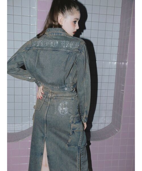 GYDA（ジェイダ）の「ハイウエストG bijou CARGOデニムロングスカート（デニムスカート・レディース・インディゴブルー/ライトブルー・SMALL/MEDIUM）」の15枚目の写真