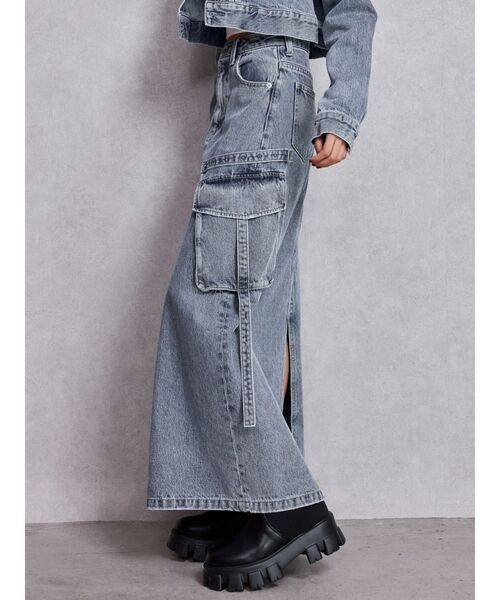 GYDA（ジェイダ）の「ハイウエストG bijou CARGOデニムロングスカート（デニムスカート・レディース・インディゴブルー/ライトブルー・SMALL/MEDIUM）」の19枚目の写真