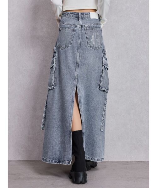 GYDA（ジェイダ）の「ハイウエストG bijou CARGOデニムロングスカート（デニムスカート・レディース・インディゴブルー/ライトブルー・SMALL/MEDIUM）」の21枚目の写真