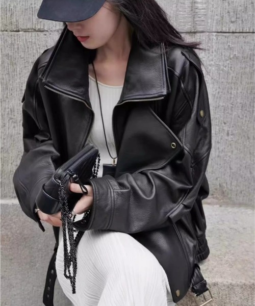 フェイクレザー ライダースジャケット（ライダースジャケット