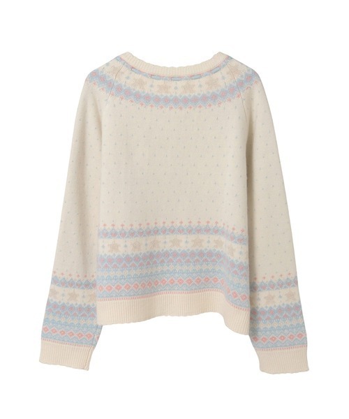 ☆PINK HOUSEウールニットカーディガンヴィンテージ　幾何学模様　ピンク系 モチーフ付きアーガイルニットカーディガン｜ピンクハウスオフィシャル