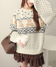 WEGO/【25年秋冬新作】ノルディックベアニットプルーバー