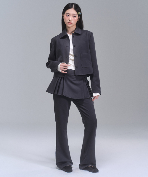 ZEROPLANET（ゼロプラネット）の「ダリンレイヤードブーツカットパンツ [チャコール]（スラックス・レディース・チャコール・SMALL/MEDIUM）」の3枚目の写真